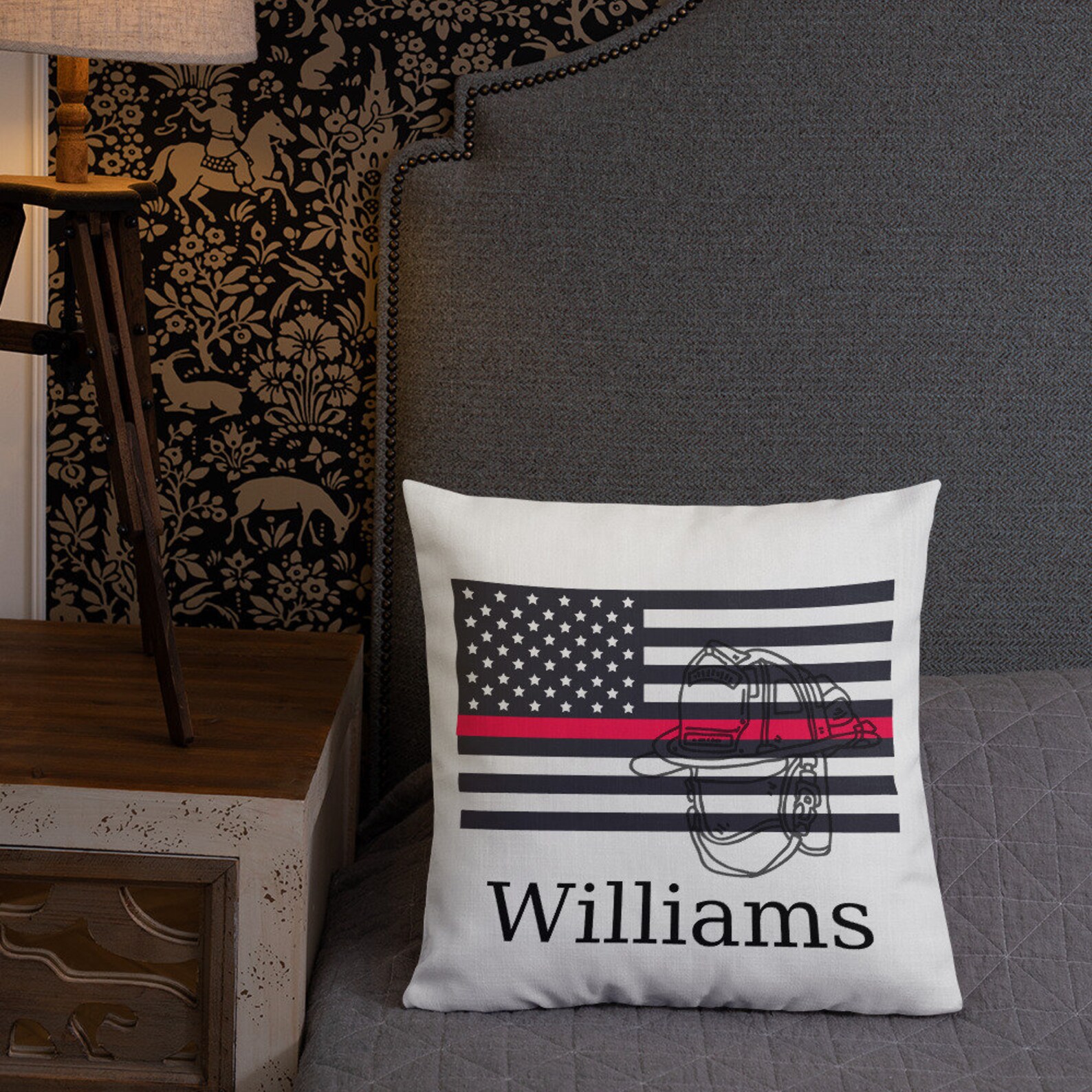Thin Red Line Flag Fireman Gift Pillow Personalized Fireman | Etsy