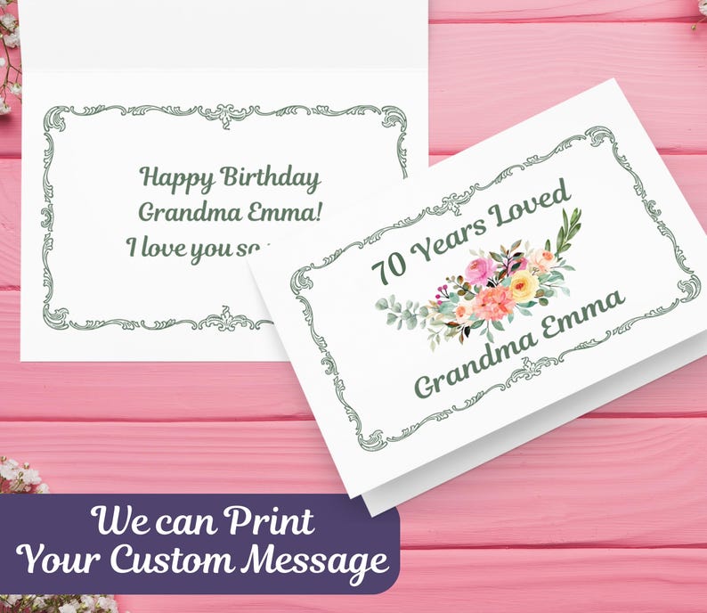 Custom 70th Birthday Card for Her, Happy 70th Birthday Card for Grandma ...