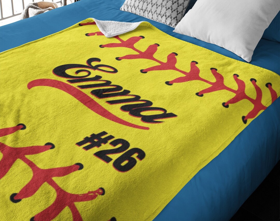 Softball Blanket Personalized, Softball Gift for Girls, Softball