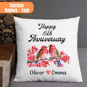 Personalized 15th Anniversary Gift For Couple, 15th Anniversary Pillow, Custom 15th Anniversary Gift, Happy 15 Year Wedding Anniversary