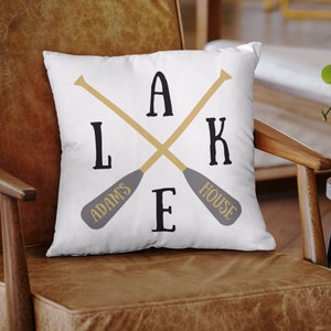 Lake House Pillows, Personalized Lake House Pillow, Lake House Decor, Lake House Gift, Lake House Sign, Custom Paddle Family Name Pillow