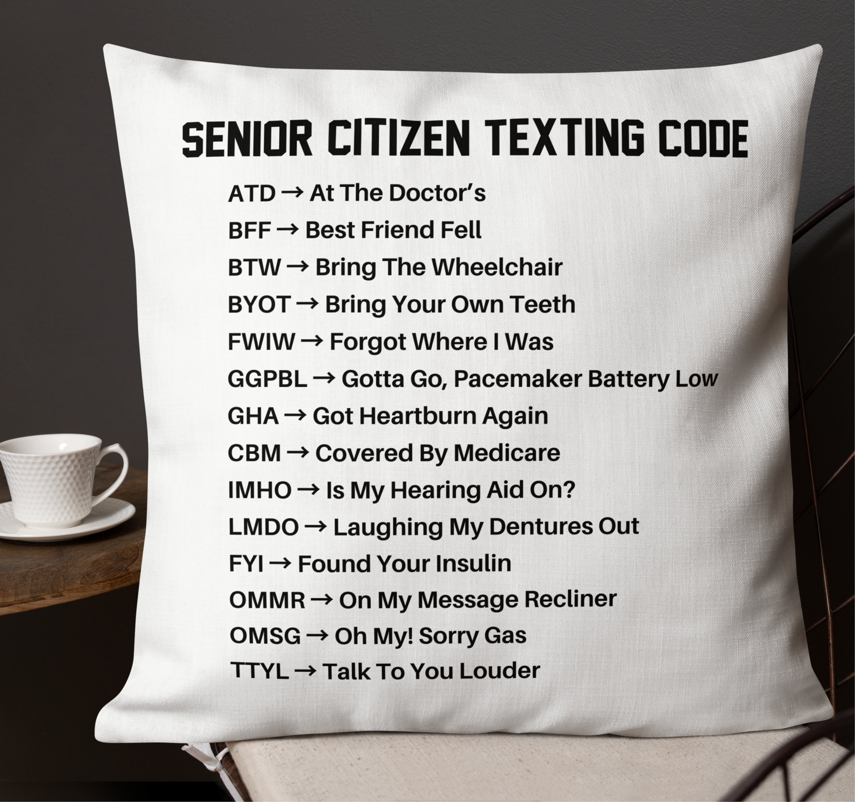 Senior Citizen Texting Code, Gift for Senior Women and Men, Funny Gag ...