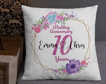 Personalised Mr Mrs Wedding 10th Anniversary Pillow, 10th Anniversary Gift, Gift For Mom And Dad, Mr And Mrs Pillow, Anniversary Gifts