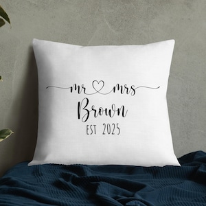 Customized Mr And Mrs Pillow, Personalize Mr And Mrs Pillow, Mr And Mrs Pillow Case, Custom Wedding Pillow, Engagement Gift,Anniversary Gift