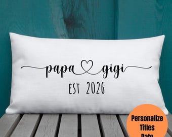 Papa and gigi pillow, Personalized pillow, Pregnancy announcement pillow, New Grandparents Gift, Grandma And Grandpa Pillows, Custom pillow