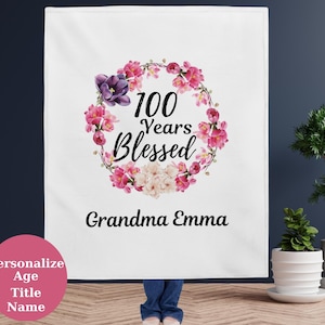 100. Geburtstagsgeschenk für sie, personalisierte Oma Decken 100., 100 Jahre geliebte Decke, 100