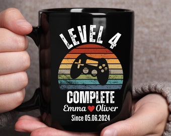 4th Wedding Anniversary Gift for Husband Wife, Level 4 Complete, 4 year Anniversary Gift for Gamer, 4th Year Custom Anniversary Gift For Him