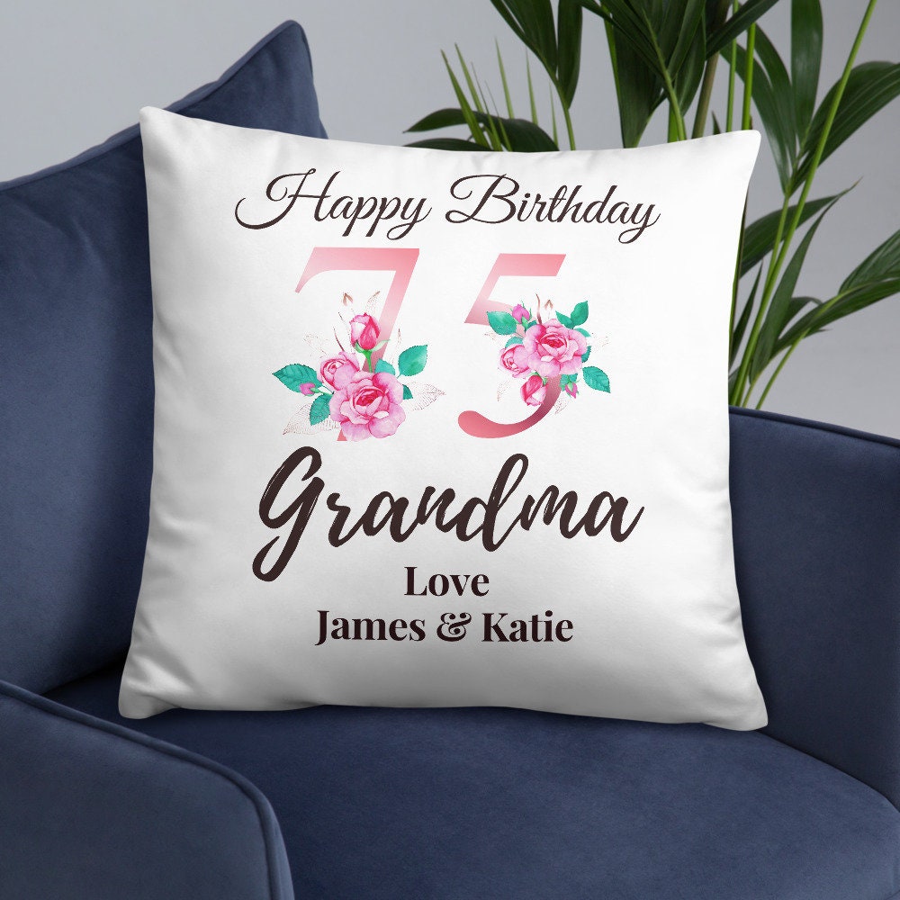 Funda de almohada de 75 cumpleaños para mujer, regalos para cumpleaños 75  de 18 x 18 pulgadas, ideas de regalo de cumpleaños 75, regalos de 75 años