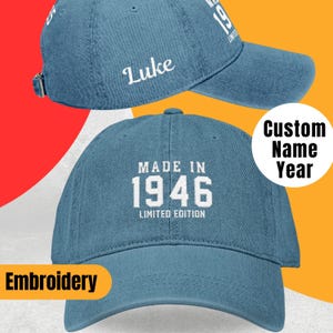 Aangepaste 80e verjaardagscadeau, gemaakt in 1946 Limited Edition hoed, vintage geborduurde hoed voor 80e verjaardag, 80e verjaardag hoed, grappige 80e hoed
