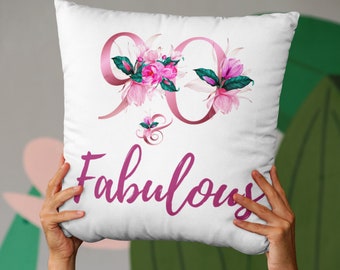 90th Birthday Gift for Her, 90 and Fabulous Pillow for Women, 90 and Fabulous Since 1933, 90 Year Old Female, Throw Pillows for Grandma Mom