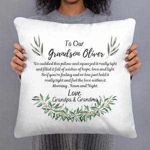 Almohada para abrazar a tu nieto, cojín para abrazar a tu nieto, regalo personalizado para tu nieto, regalo personalizado de la abuela, almohada para tu nieto