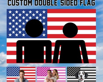 Custom Photo American Flag: Double-Sided Polyester Patriotic Decor Custom Polyester Flags Personalized Image, Photo, Logo, Text