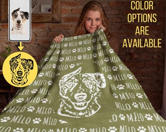Personalized Pet Blanket with Photo and Name, Custom Pet Blanket, Personalized Dog Cat Memorial Gift for Pet Lover, Dog Blanket, Cat Blanket