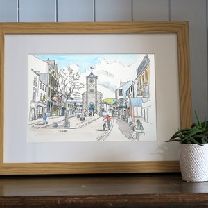 Keswick Moot Hall, Lake District, Cumbria Print of pen and wash
