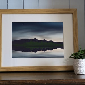 Catbells Night Star, Derwentwater, Lake District, Print