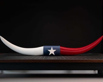 Texas Flag Steer Horns | Decorative Bull Horns | 31" Wide | Wall Mount or Shelf