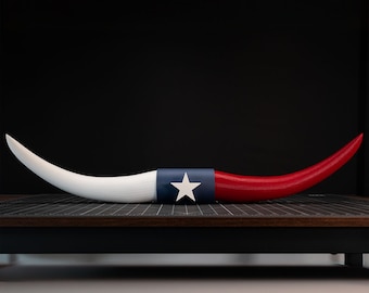 Texas Flag Steer Horns | Decorative Bull Horns | 31" Wide | Wall Mount or Shelf