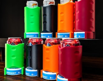 Beer Can Cooler with Flexible Nicotine Pouch Tin Clip | Can Sleeve