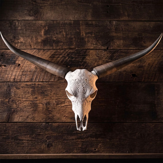Decorative Steer Skull and Horns | 27.5” Wide | Wall Mount Bull Skull