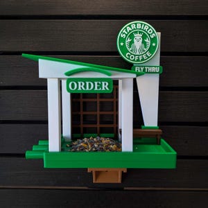 Starbirds Bird Feeder | Parody Cafe Coffee Shop Birdfeeder | Garden Decor