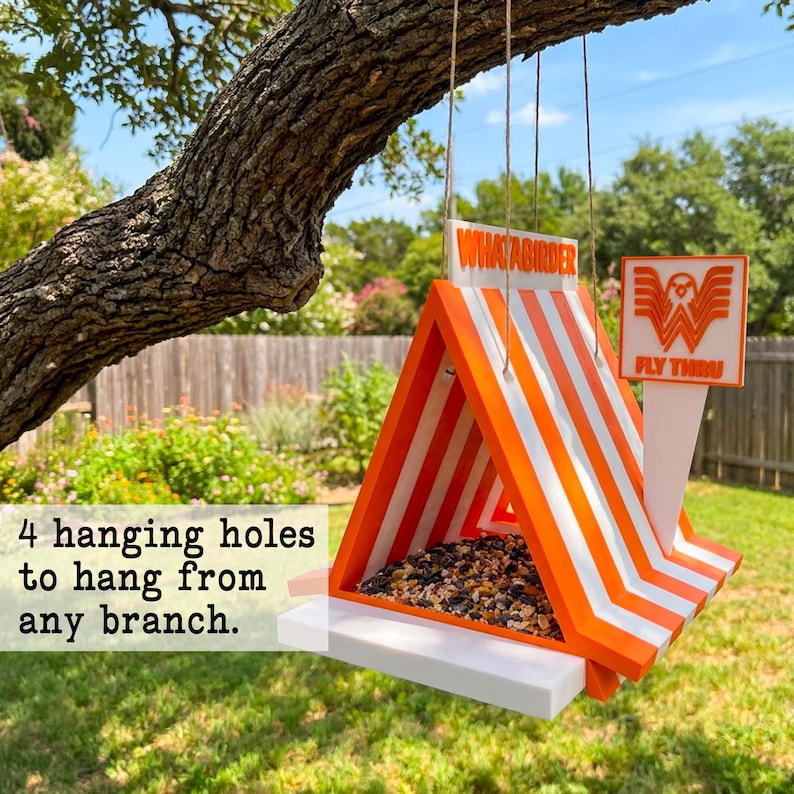 Whatabirder Bird Feeder | Texas Garden Decor | 2 Versions Classic or Cafe image 2