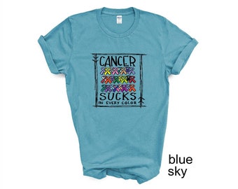 Cancer Sucks Ribbon T-Shirt: Unisex Adult & Youth Sizes