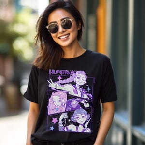 Kpop Demon Hunters T-shirt Gift For Woman,Jinu Manga Shirt,Kpop Huntrix Pin,Demon Hunter Merch,Saja Girls Fan Poster, Kpop Shirt