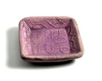 Small square purple raku dish