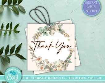 Greenery Favor Tag, Instant Download Favor Tag