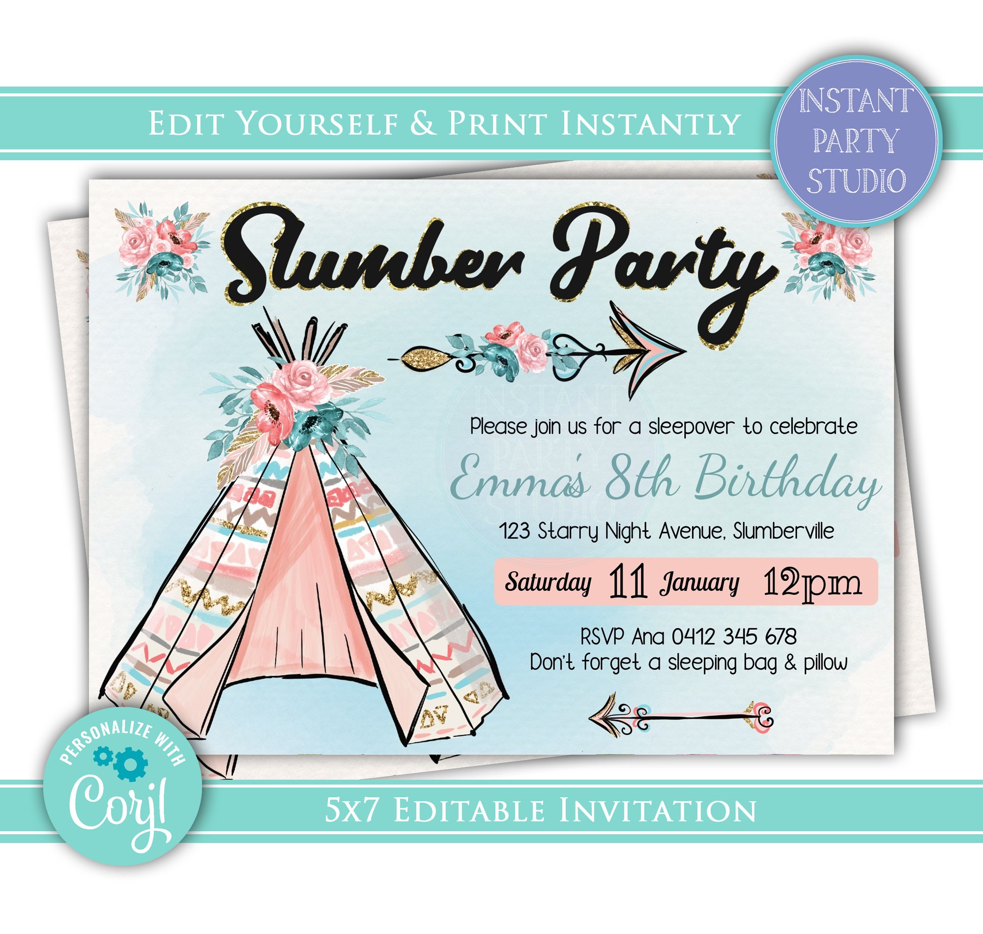 Pajama Party Sleepover Invitation, Slumber Party Invitation, Onesie Party  Invite Pajama Party Invite, Sleep Over Invite, 12th Birthday -  Denmark