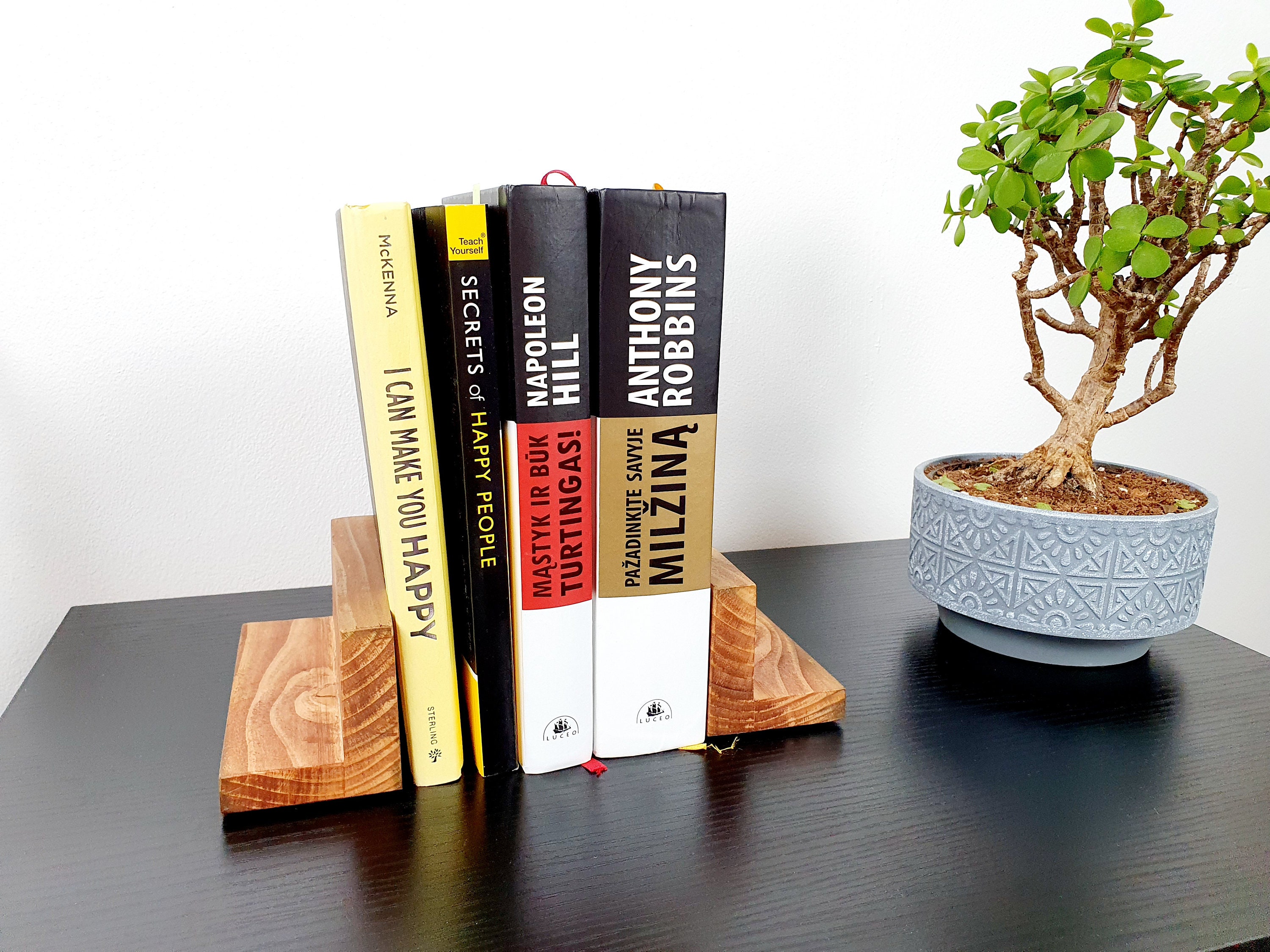 Handmade Wooden Bookends A Pair Rustic Books Holders Academic Etsy
