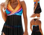 2 Piece Bathing Suits For Women, Trendy High Waisted Bikini Tankini Comfortable and Stylish Multiple Colors and Designs setK