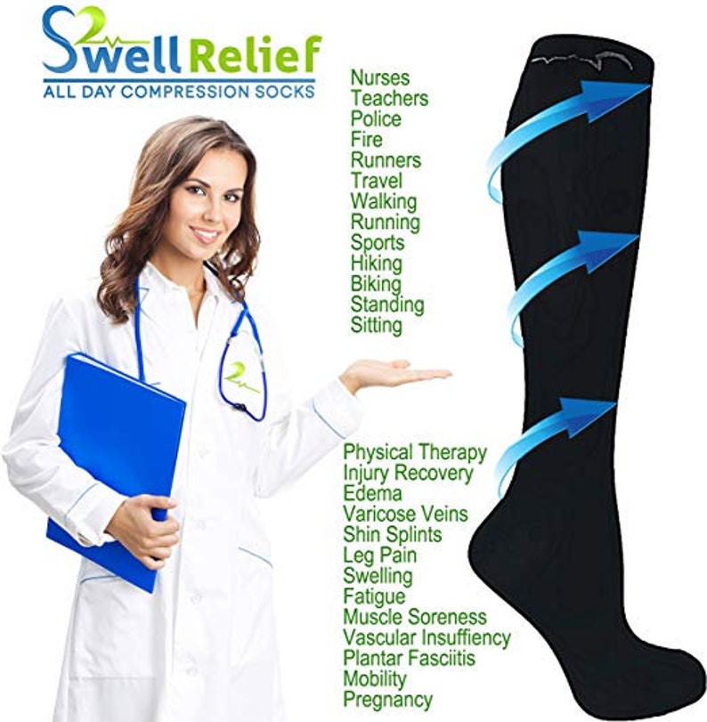 2nd US 4 Pair LargeX-Large Extra Soft Premium Quality Colorful ModerateMedium Graduated Compression Socks 15-20 mmHg Fun Stylish Designs