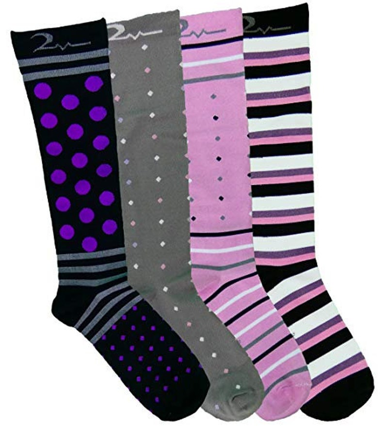 2nd US 4 Pair LargeX-Large Extra Soft Premium Quality Colorful ModerateMedium Graduated Compression Socks 15-20 mmHg Fun Stylish Designs