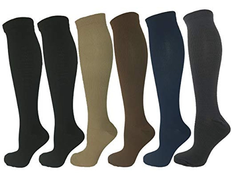Women/'s Shoe Sizes 10-14 Navy Blue LargeX-Large Ladies Compression Socks One Pair Medium Compression 15-20 mmHg Men/'s Sizes 9-13
