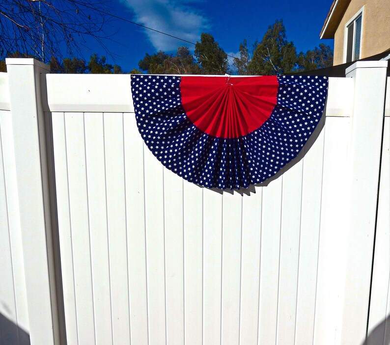 USA Flag Pleated Fan Bunting 36 X 18 Patriotic Etsy
