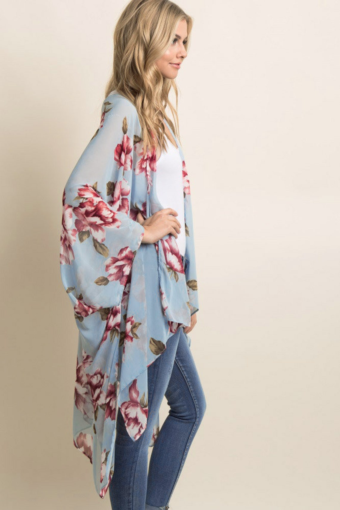 Womens Print Sheer Flowy Summer Chiffon Loose Casual Kimono | Etsy