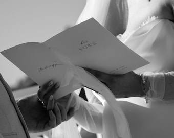 Personalised Linen Wedding Vow Books, His and Her Vow Book Set with Ribbon, Keepsake Wedding Morning Gift, Bridal Stationery