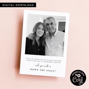 DIGITALE DOWNLOAD Walk Me Down the Aisle voorstel ansichtkaart, Walk Me Down the Aisle, kaart bruidsfeest, voorstelkaart