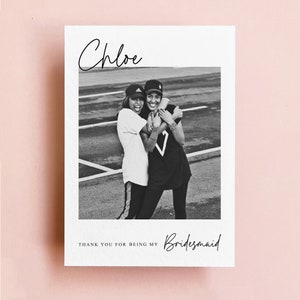 Thank You Bridesmaid Card Postcard, Personalised Thank You Bridesmaid Card, Maid of Honour, Bridal Party, Thank You Card Photo