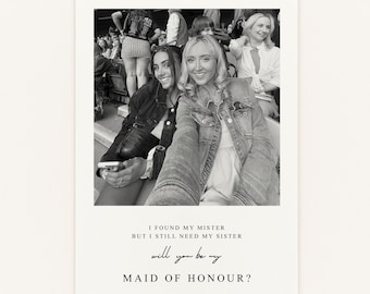 Personalised Maid of Honour Proposal Card, Photo Bridesmaid Card, Will You Be My, Bridal Party Cards