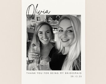 Personalised Bridesmaid Thank You Card: Photo Bridal Party Thank You, Wedding Morning Thank You Cards