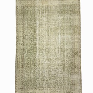 Green Carpet Rug, Turkish Rug For Bedroom, Vintage Oushak Rug, Faded Rug, Anatolian Rug, Tribal Rug, 7,2&#39;&#39;x10,7&#39;&#39; Feet 219x325cm