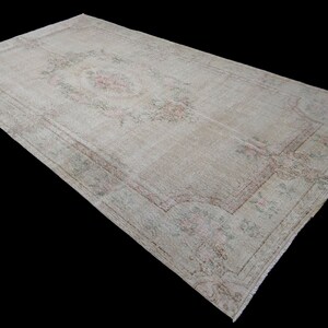 Distressed Muted Oushak Rug,5,8&quot;x10&quot; Feet 177x304 Cm Turkish Carpet Rug,Chic Oushak Rug,Bohemian Floor Rug,Short Pile Living Room Floor Rug