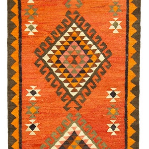 3x10 ft vintage herki rug runner, handwoven herki rug runner, colorful herki rug runner, antique herki rug runner, orange herki rug runner