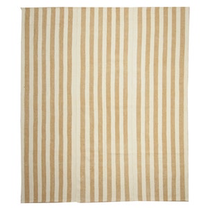 Vintage Turkish Striped Cotton Kilim Rug (7.7x8.8 ft)