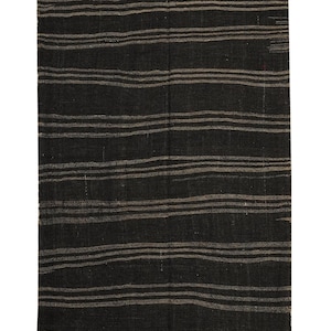 5x8 ft goat hair area rug, striped organic rug, sustainable vintage kilim rug, ethically sourced handmade kilim rug, antique flatweave rug