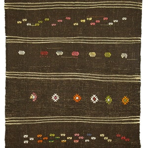 Goat Hair Woven Kilim Rug, 5&quot;x10&quot; Feet Rug, Turkish Kilim Rug, Dark Brown Vintage Kilim Rug, Old Natural Wool Rug, Natural Kilim Rug