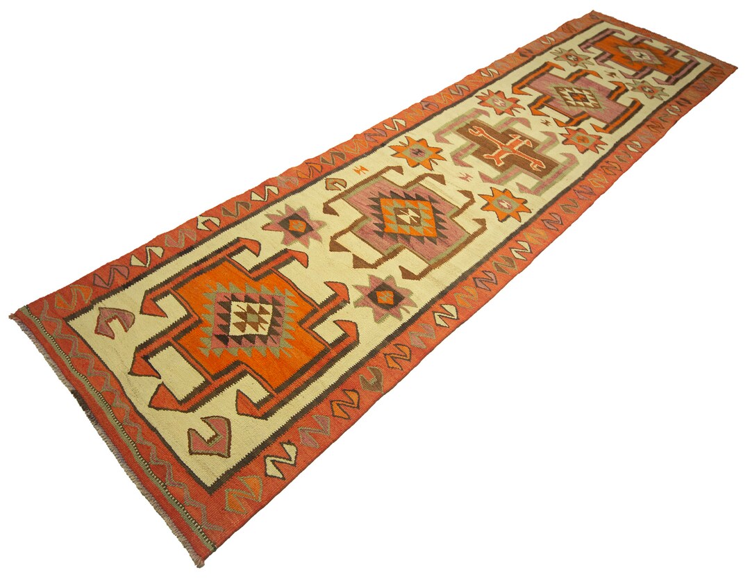 Extraordinary Kilim Runner Rug, 3x12 Feet Long Runner Rug, Turkish