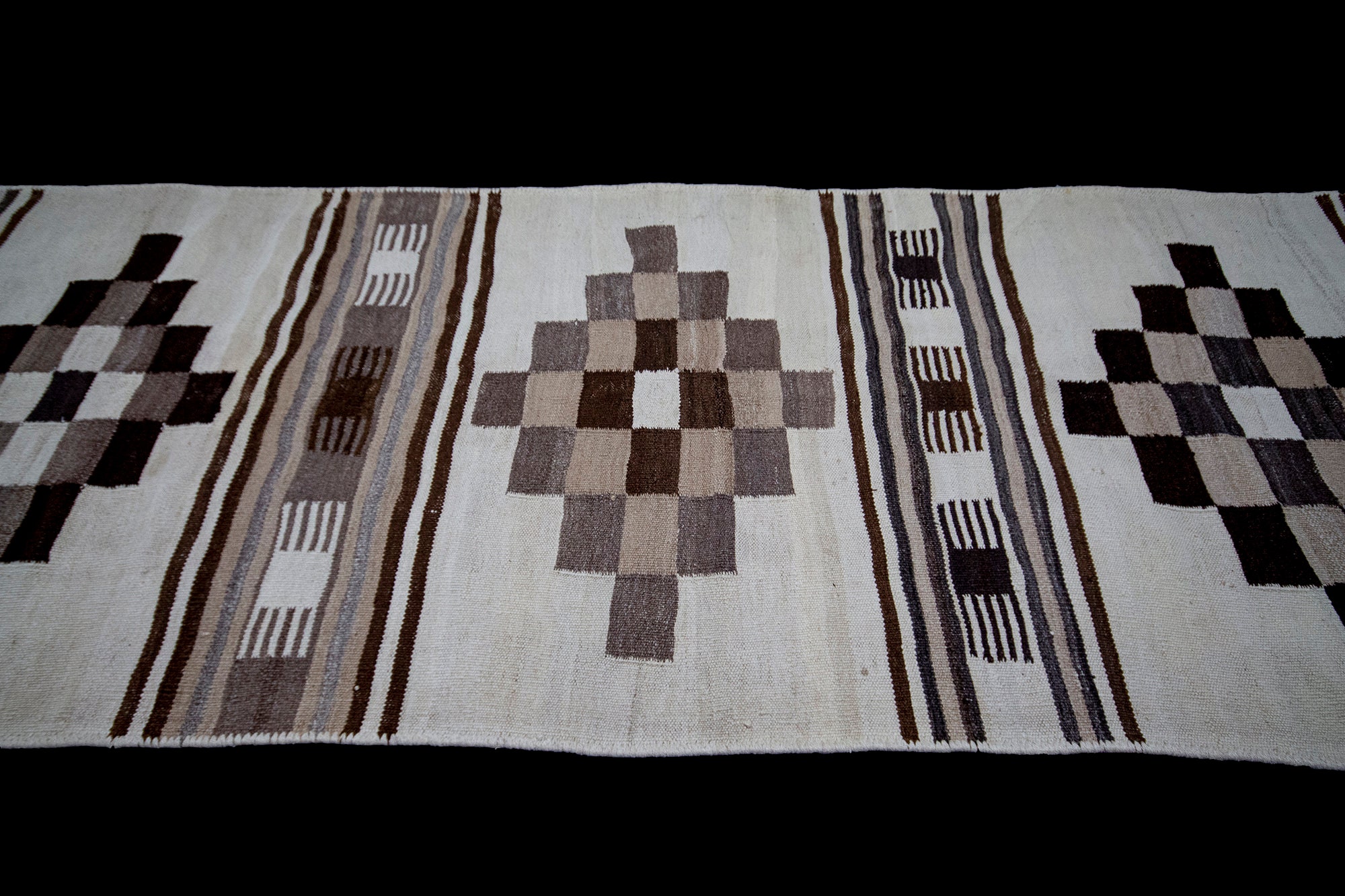 Brown Cream Rug Runner,4,2x13,2 Feet 130x402 Cm Flat Weave Woven Ethnic ...
